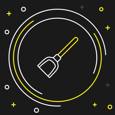 Faraş çizgisi simgesi siyah arkaplanda izole edildi. Temizlik işleri. Renkli taslak konsepti. Vektör