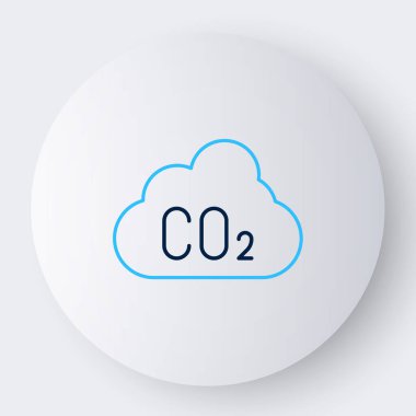 Bulut simgesindeki çizgi CO2 emisyonları beyaz arkaplanda izole edildi. Karbondioksit formülü, duman kirliliği konsepti, çevre konsepti. Renkli taslak konsepti. Vektör