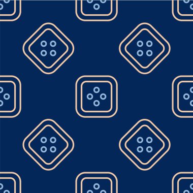 Elbise simgesi için çizgi dikiş düğmesi mavi arkaplanda izole edilmiş dikişsiz desen. Giysi düğmesi. Vektör