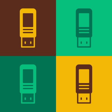 Pop art USB flash disk simgesi renk arkaplanında izole edildi. Vektör