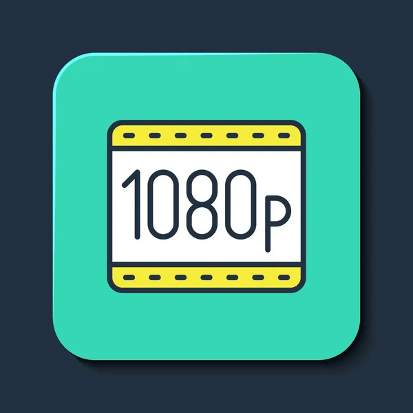 填充轮廓全Hd 1080P图标隔离在蓝色背景 绿松石正方形按钮 — 图库矢量图片