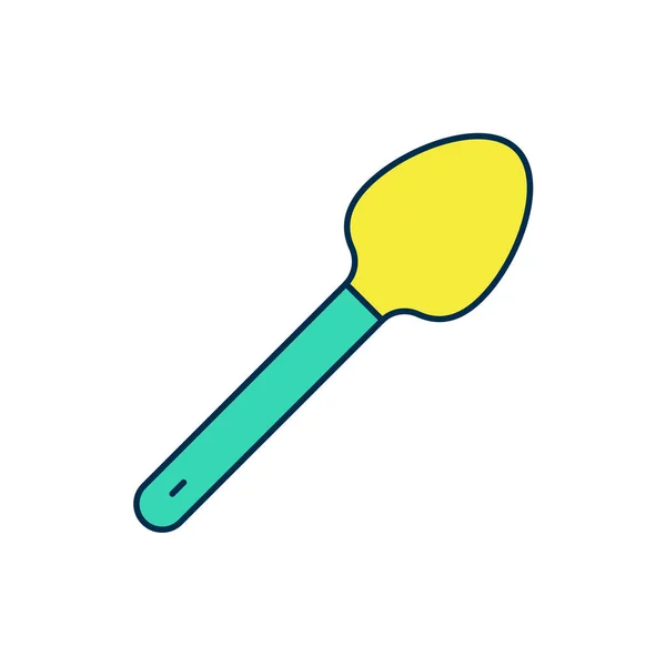 Esquema Rellenado Icono Cucharadita Aislado Sobre Fondo Blanco Utensil Cocina — Vector de stock