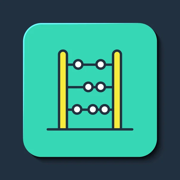 填充轮廓算盘图标孤立在蓝色背景 传统的计数框架 教育标志 数学学校绿松石正方形按钮 — 图库矢量图片
