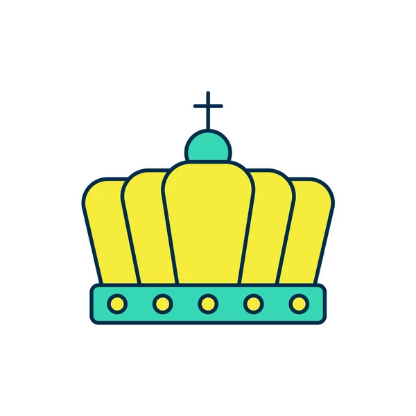 Esquema Rellenado Icono Corona King Aislado Sobre Fondo Blanco Vector — Vector de stock