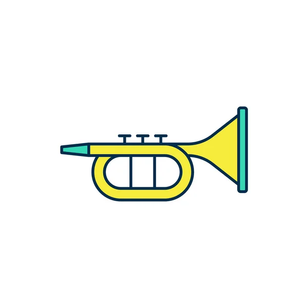 Icona Forma Tromba Riempita Isolata Sfondo Bianco Strumento Musicale Vettore — Vettoriale Stock