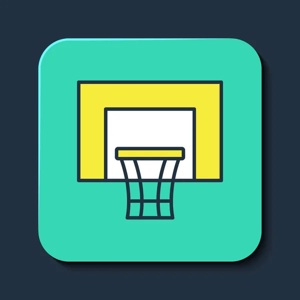 Esquema Rellenado Icono Tablero Baloncesto Aislado Sobre Fondo Azul Botón — Vector de stock