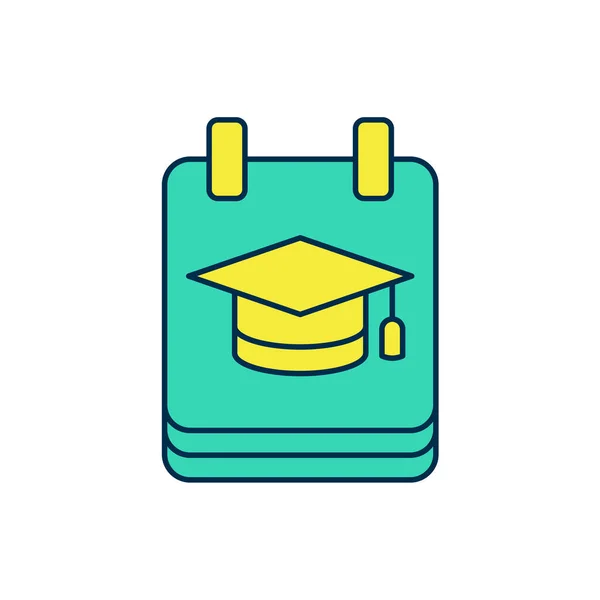 Filled Outline Online Education Graduation Icon Isolated White Background Online — 图库矢量图片
