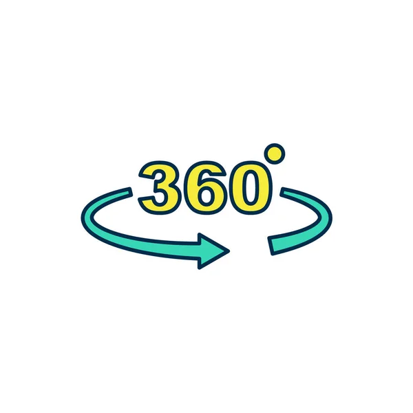 Esboço Preenchido 360 Ícone Visão Grau Isolado Fundo Branco Realidade —  Vetores de Stock