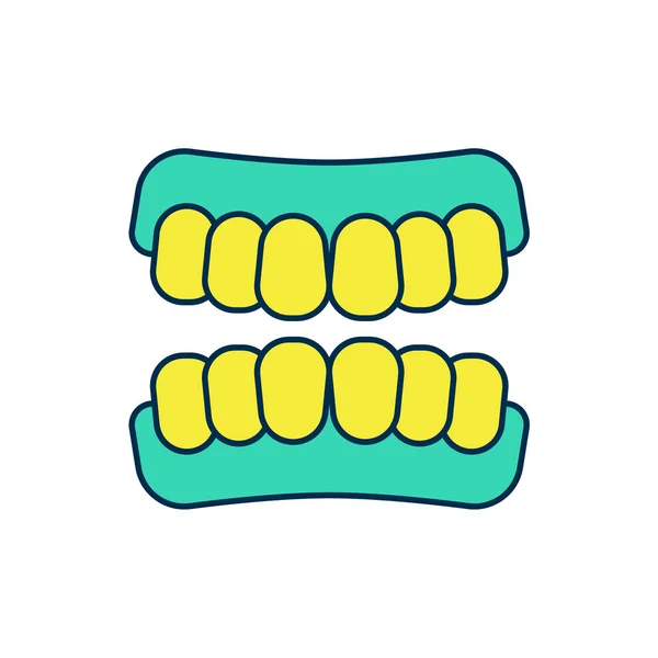 Filled Outline Dentures Model Icon Isolated White Background Teeth Upper — Stock Vector