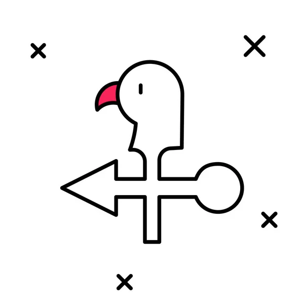 Filled Outline Rooster Weather Vane Icon Isolated White Background Weathercock — Wektor stockowy