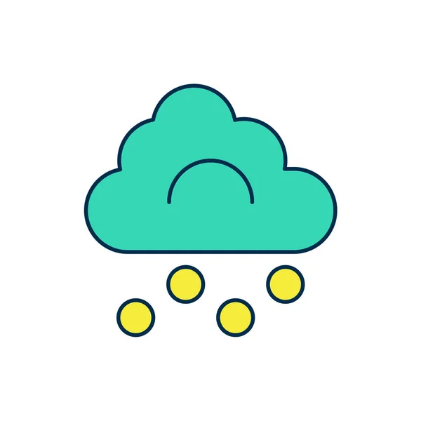 Gevulde Omtrek Hagel Wolk Pictogram Geïsoleerd Witte Achtergrond Vector — Stockvector