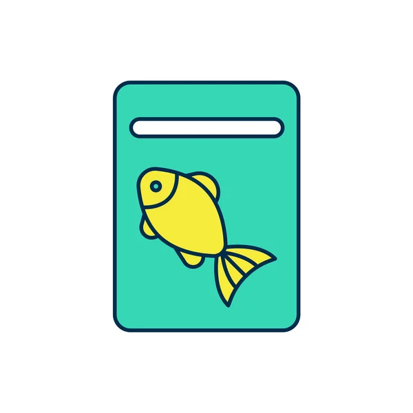 Filled Outline Served Fish Plate Icon Isolated White Background Vector —  Vetores de Stock