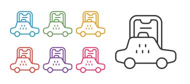 Beyaz arkaplanda izole edilmiş Taksi mobil uygulama simgesi ayarla. Mobil uygulama taksisi. Simgeleri renklendirin. Vektör