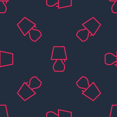 Kırmızı çizgi masa lambası simgesi siyah arkaplanda izole edilmiş. Gece lambası. Vektör