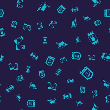 Bir bardak bira, bira kutusu, Oktoberfest şapkası ve kusursuz desenli sokak tabelası. Vektör