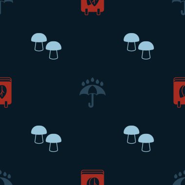 Takvimi sonbahar yaprakları, Şemsiye, yağmur damlaları ve mantar desenleriyle ayarlayın. Vektör