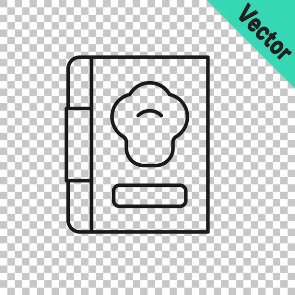 Schwarze Linie Kochbuch Symbol Isoliert Auf Transparentem Hintergrund Kochbuch Ikone — Stockvektor
