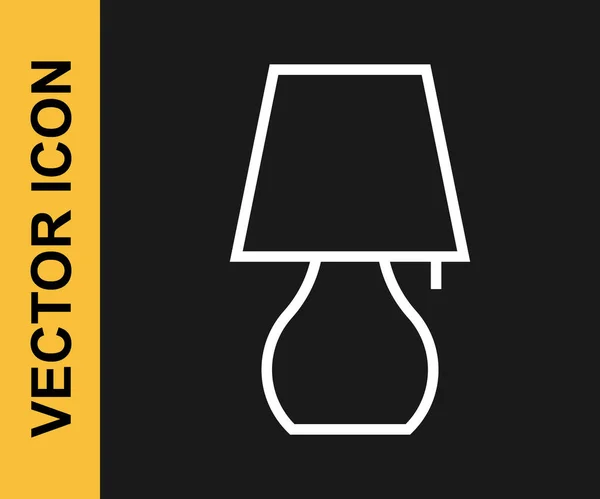 Linha Branca Ícone Lâmpada Mesa Isolado Fundo Preto Luz Nocturna —  Vetores de Stock