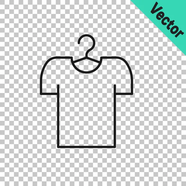 Camiseta Línea Negra Icono Percha Aislada Sobre Fondo Transparente Vector — Vector de stock