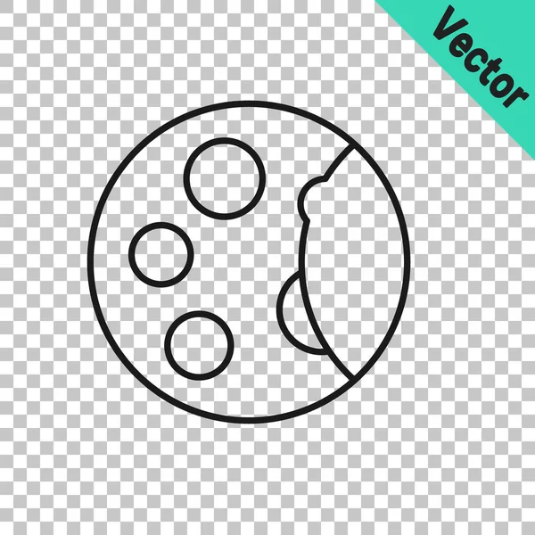 Línea Negra Icono Fases Lunares Aislado Sobre Fondo Transparente Vector — Vector de stock