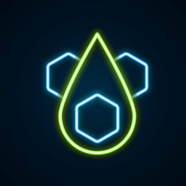 Parlayan neon hattı bal peteği simgesi siyah arkaplanda izole edildi. Bal hücrelerinin sembolü. Tatlı doğal yemek. Renkli taslak konsepti. Vektör