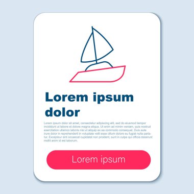 Line Yacht yelkenlisi ya da yelkenli ikonu gri arka planda izole edilmiş. Yelkenli deniz seyahati. Renkli taslak konsepti. Vektör