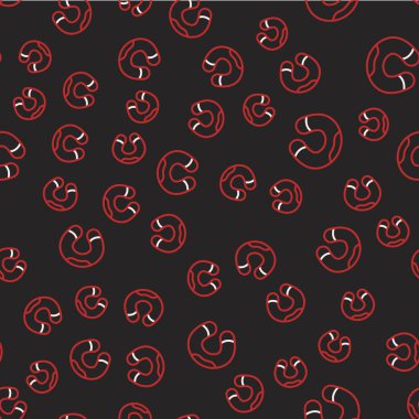 Çizgiyi aşan boyun yastığı ikonu siyah arka planda izole edilmiş. Yastık U şeklinde. Vektör