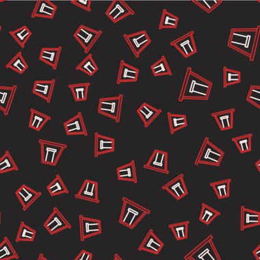 Çocuklar için yaz oyunları için oyun alanı ikonu üzerinde çizgi salınımı siyah arka planda izole edilmiş kusursuz desen. Açık hava eğlence ekipmanları. Vektör