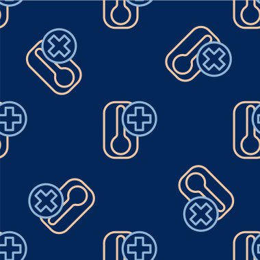 Meteoroloji çizgisi termometresi ısıyı ve soğuk ikonu ölçüyor mavi arka planda izole edilmiş pürüzsüz desen. Termometre termometresi sıcak ya da soğuk hava gösteriyor. Vektör