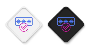 Beyaz arkaplanda satır parola koruması ve güvenlik erişim simgesi izole edildi. Güvenlik, güvenlik, koruma, gizlilik kavramı. Renkli taslak konsepti. Vektör