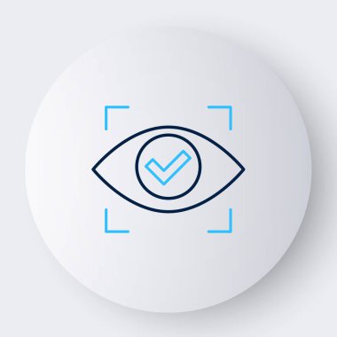 Çizgi Göz tarama simgesi beyaz arkaplanda izole edildi. Göz taraması yapılıyor. Güvenlik kontrol sembolü. Siber göz işareti. Renkli taslak konsepti. Vektör