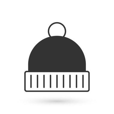 Gri Kış şapka simgesi beyaz arkaplanda izole edildi. Vektör