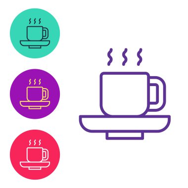 Kahve fincanı simgesini beyaz arkaplanda izole et. Çay fincanı. Sıcak içecek kahvesi. Simgeleri renklendirin. Vektör