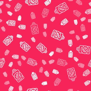 Böcek simgesine karşı beyaz çizgi spreyi kırmızı arkaplanda izole edilmiş pürüzsüz desen. Vektör