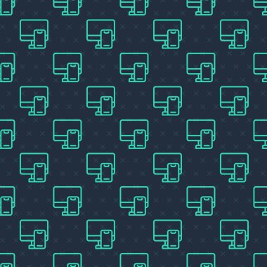 Çevrimiçi yeşil hat sipariş ediyor ve fast food dağıtım simgesi mavi arka planda izole edilmiş. Vektör