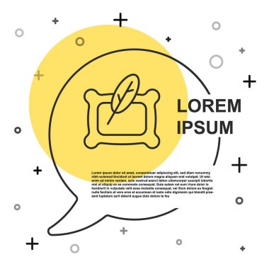 Siyah çizgi dikdörtgen yastık simgesi beyaz arkaplanda izole edilmiş. Yastık tabelası. Ortopedik yastık. Rastgele dinamik şekiller. Vektör