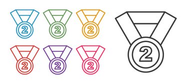 Madalya simgesini beyaz arkaplanda izole et. Kazanan sembol. Simgeleri renklendirin. Vektör