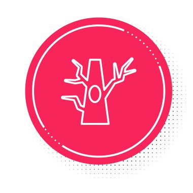 Beyaz çizgi Çıplak ağaç simgesi beyaz arkaplanda izole edildi. Kırmızı daire düğmesi. Vektör