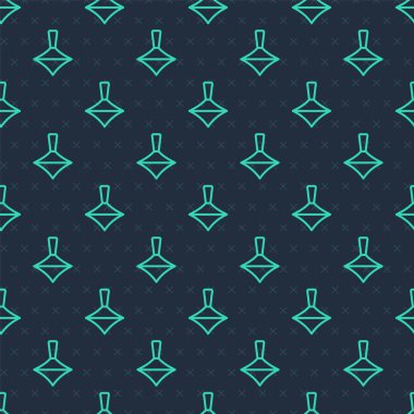 Yeşil çizgi Whirligig oyuncak ikonu mavi arka planda izole edilmiş kusursuz desen. Vektör