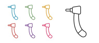 Diş matkabı simgesini beyaz arkaplanda izole et. Delme ve öğütme aletleri için el işi. Simgeleri renklendirin. Vektör