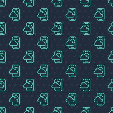 Yeşil çizgi hava tahmini uygulama simgesi mavi arkaplanda izole edilmiş pürüzsüz desen. Vektör