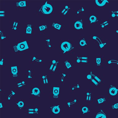 Diş ağrısı kesici tablet, matkap ve diş aynası ayarlayın ve kusursuz deseni inceleyin. Vektör