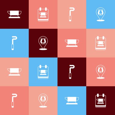 Demirci örs aletini, şömine demiri ve at nalı ikonunu ayarla. Vektör