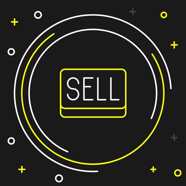 线条销售按钮图标孤立在黑色背景 金融和股票投资市场概念 五彩缤纷的概念 — 图库矢量图片