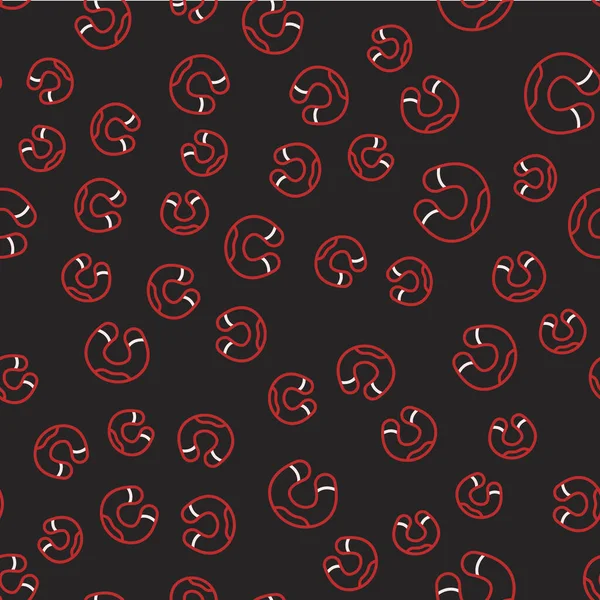 Çizgiyi aşan boyun yastığı ikonu siyah arka planda izole edilmiş. Yastık U şeklinde. Vektör