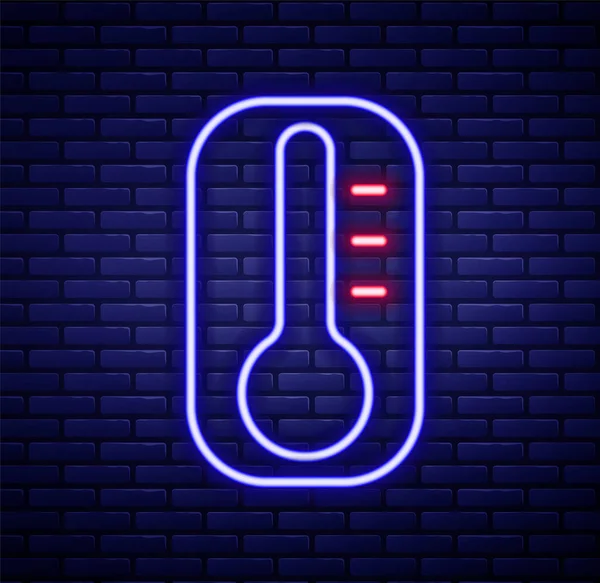 Λαμπερό Νέον Γραμμή Μετεωρολογικό Θερμόμετρο Μέτρησης Θερμότητας Και Κρύο Εικονίδιο — Διανυσματικό Αρχείο