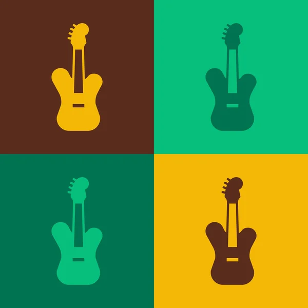 Pop Art Icono Guitarra Bajo Eléctrico Aislado Fondo Color Vector — Archivo Imágenes Vectoriales