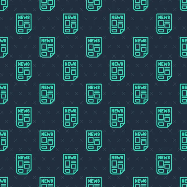 Yeşil çizgi haber simgesi mavi arkaplanda kusursuz desen izole etti. Gazete tabelası. Kitle iletişim sembolü. Vektör