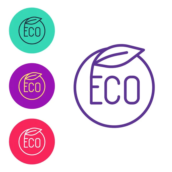 Set Line Banner Etiqueta Etiqueta Logotipo Para Eco Verde Icono — Vector de stock