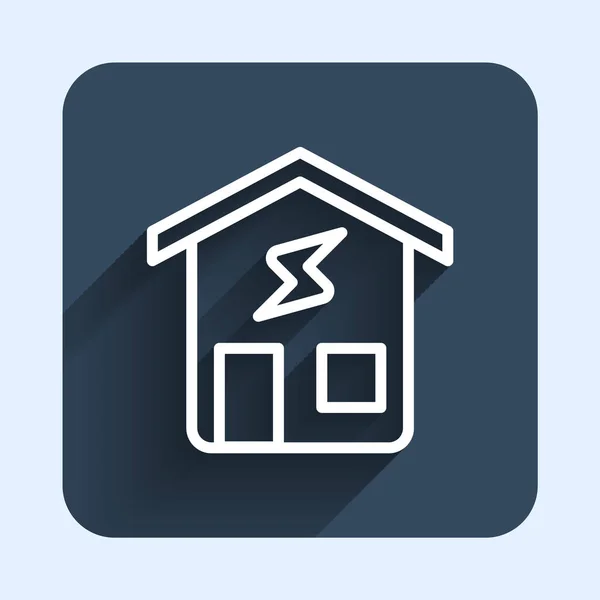 Weiße Linie Smart Home Icon Isoliert Mit Langem Schatten Hintergrund — Stockvektor